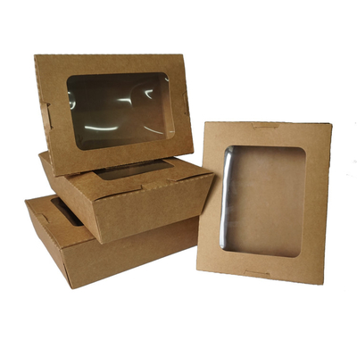 Custom Logo Food Container Box Disposable Kraft Paper Box With Window