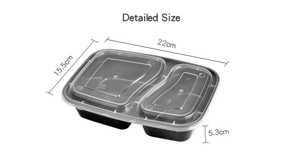 Microwave Take Out Food Box 2 Compartment Disposable Plastic With Lid