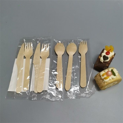 Eco Friendly Disposable Wood Cutlery Wooden Knife Fork Spoon Set With Bag