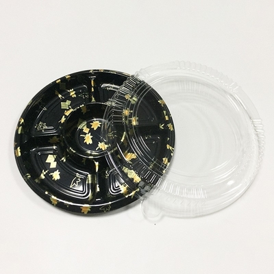 Custom Disposable Sushi Box Round Plastic With Cover Five Grid Salmon Thorn Body Sold Packing Lunch Box