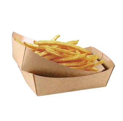 Custom Printing Biodegradable Boat Shape French Fry Container Takoyaki Tray Paper Box