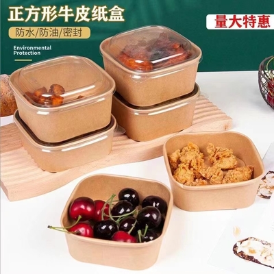 Kraft Disposable Custom Color Bowl Take Away Paper Lunch Box Food Container