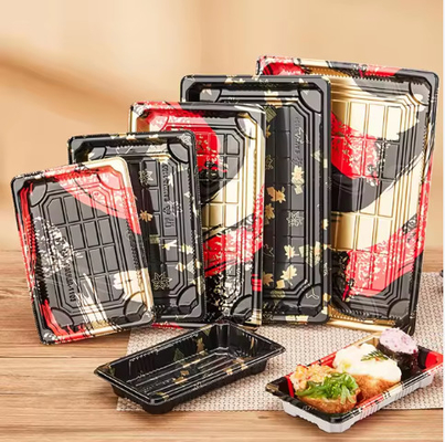 Sushi Takeaway Container Plastic Food Packaging Boxes Trays With Lid sushi contain box