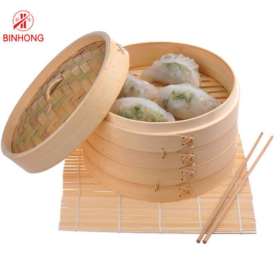 Healthy 20cm Bamboo Steamer Basket For Kitchen