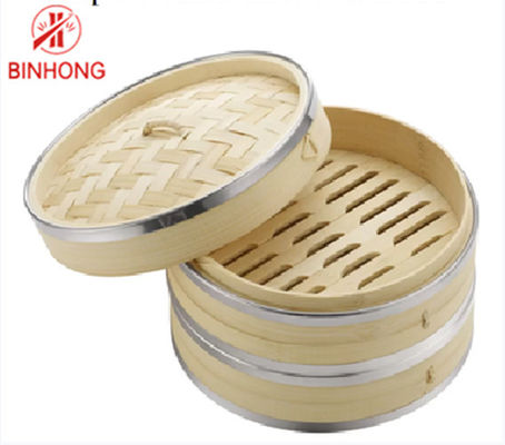 Durable SS Edge 18cm Bamboo Steamer Basket