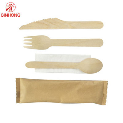 Disposable Wooden / Bamboo Cutlery Set With Fork Spoon Knife