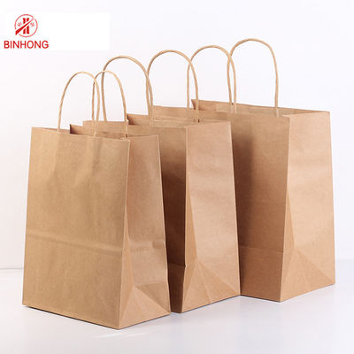 Reusable Flat Handle Flexo Printing Kraft Paper Carry Bags