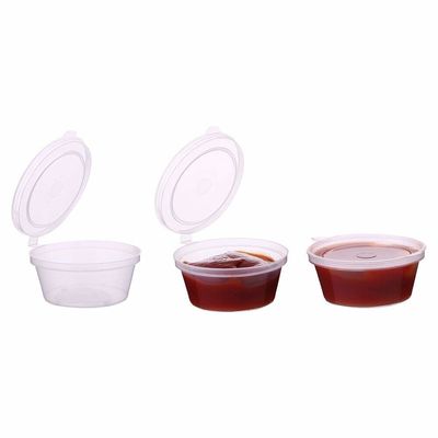 Clear Plastic Mini Disposable Sauce Cup Leak Resistant With Lid