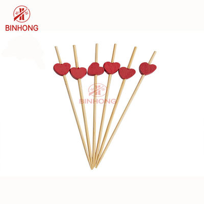 Colorful Heart Head 18cm Bamboo Food Picks For Fruit