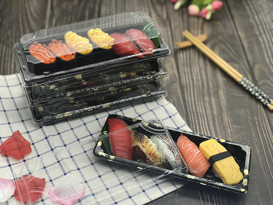 Transparent Lid Plastic Sushi Tray Food Grade Disposable