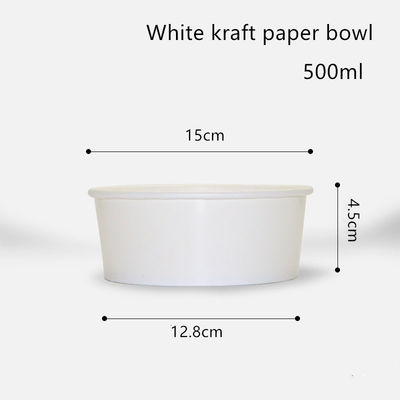 500ml 750ml 1000ml 1300ml Disposable White Kraft Paper Bowl For Salad