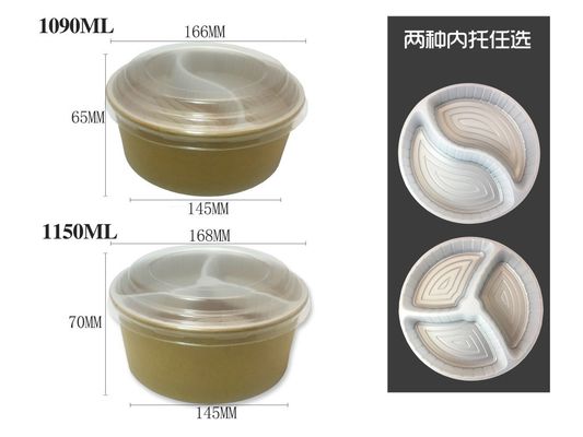 Disposable Packing Box With Inner Support 360-1500ml Kraft Paper Bowl
