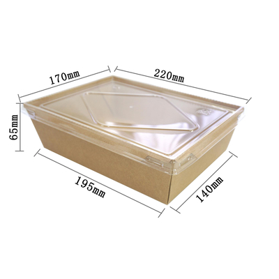 Rectangular Salad Kraft Lunch Box Disposable Biodegradable 500ml - 2100ml