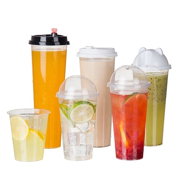 Cold Drink Take Away Blister Disposable Plastic Cup Clear For Fruit Milk Tea