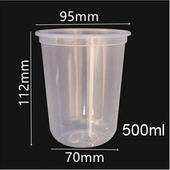 Clear Takeaway Disposable Plastic Cups Thickened U-Shaped 95 Calibre 500ml With Lids
