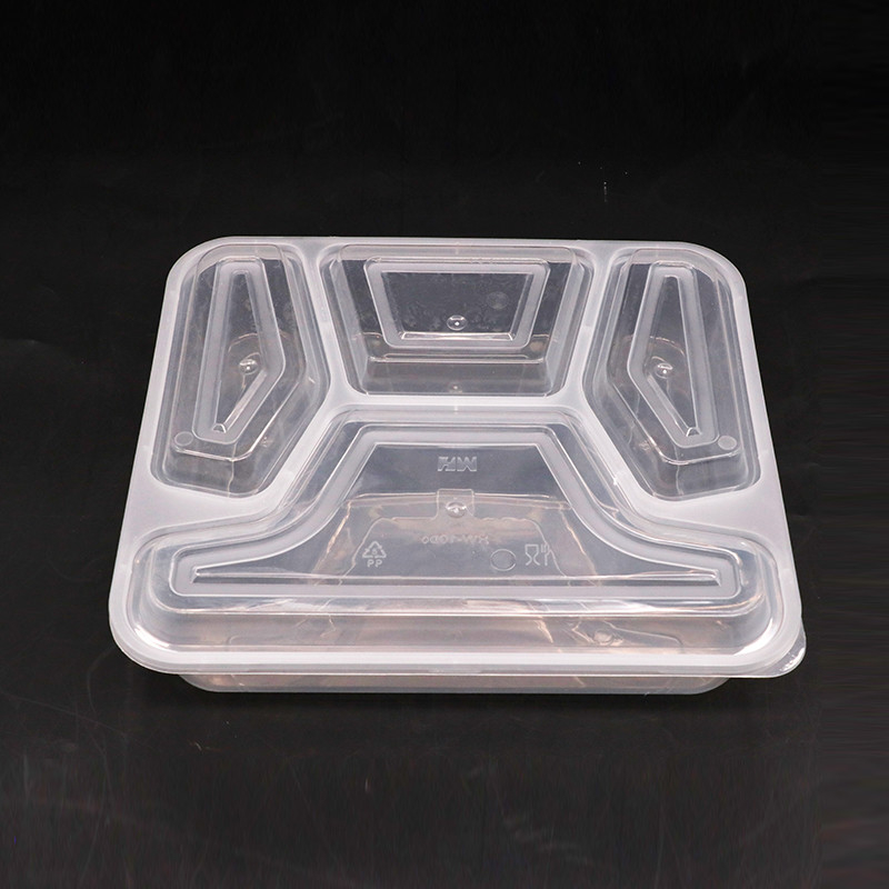 Four Compartment PP Rectangle Lunch Box Food Container Food Grade With Convex Lid