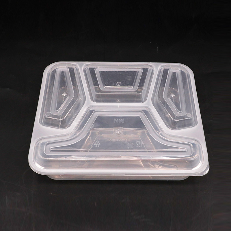 Three Compartment PP Rectangle Lunch Box Food Container Food Grade Material