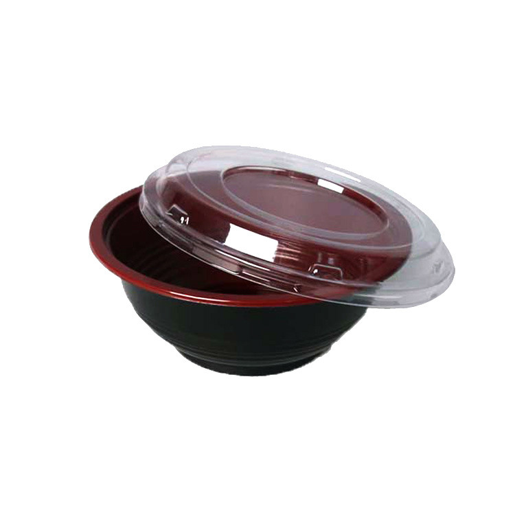 Red And Black Noodle Soup Container Disposable Plastic Noodle Bowl