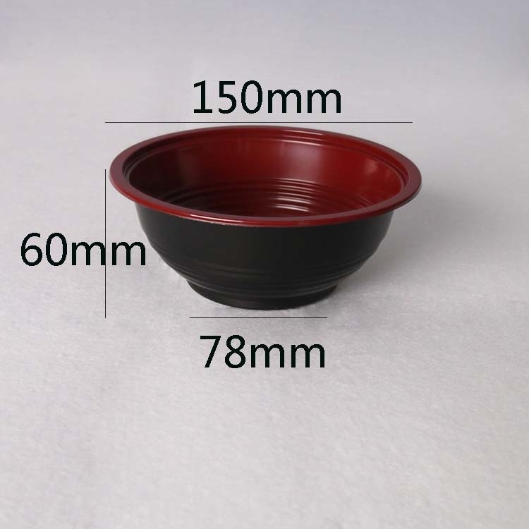 Red And Black Noodle Soup Container Disposable Plastic Noodle Bowl