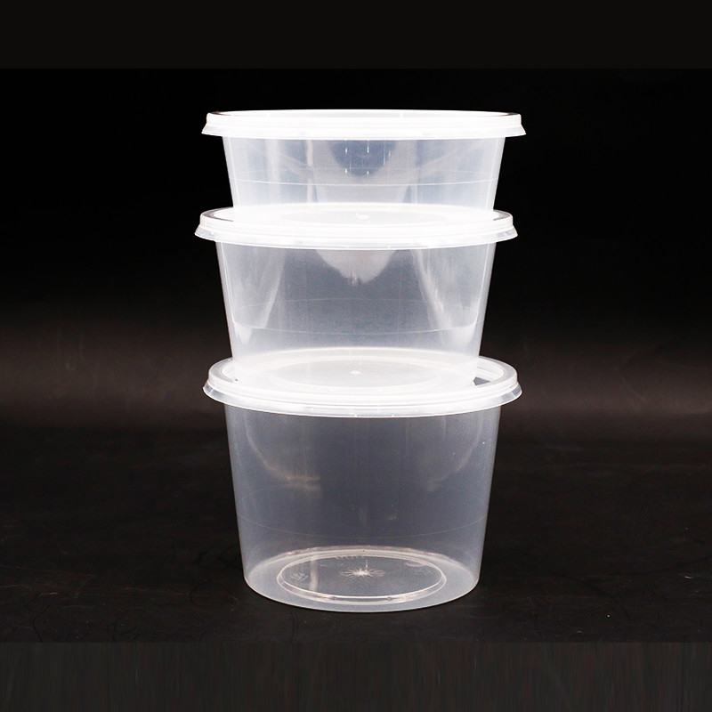 Custom Logo Disposable PP Plastic Storage Box Clear Soup Cup With Lid