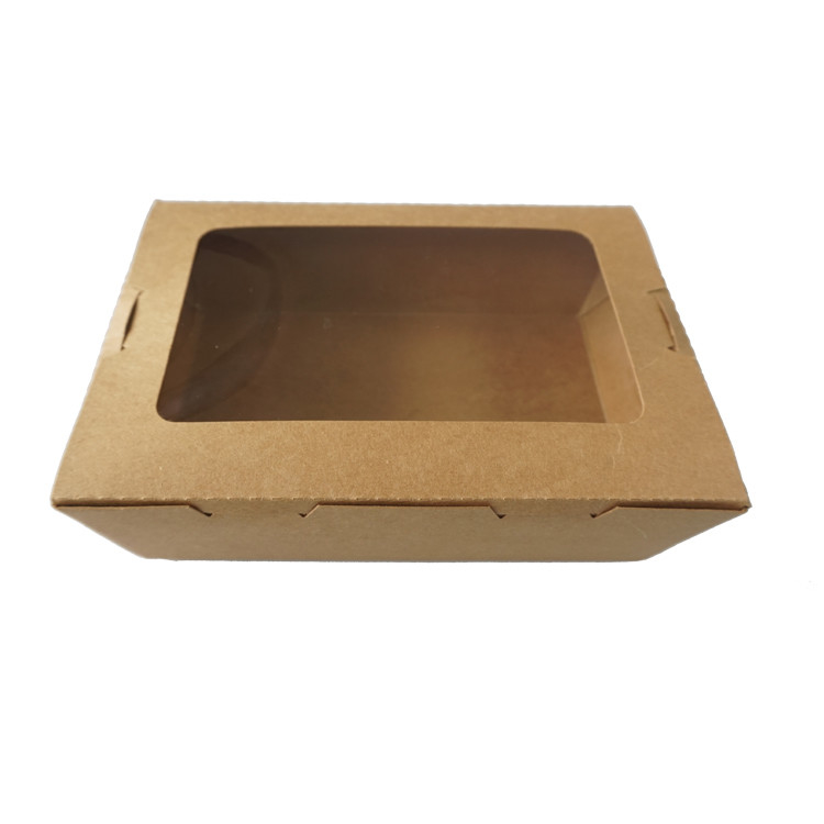 Custom Logo Food Container Box Disposable Kraft Paper Box With Window