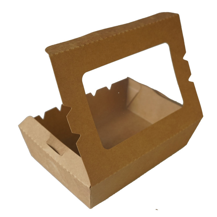Custom Logo Food Container Box Disposable Kraft Paper Box With Window