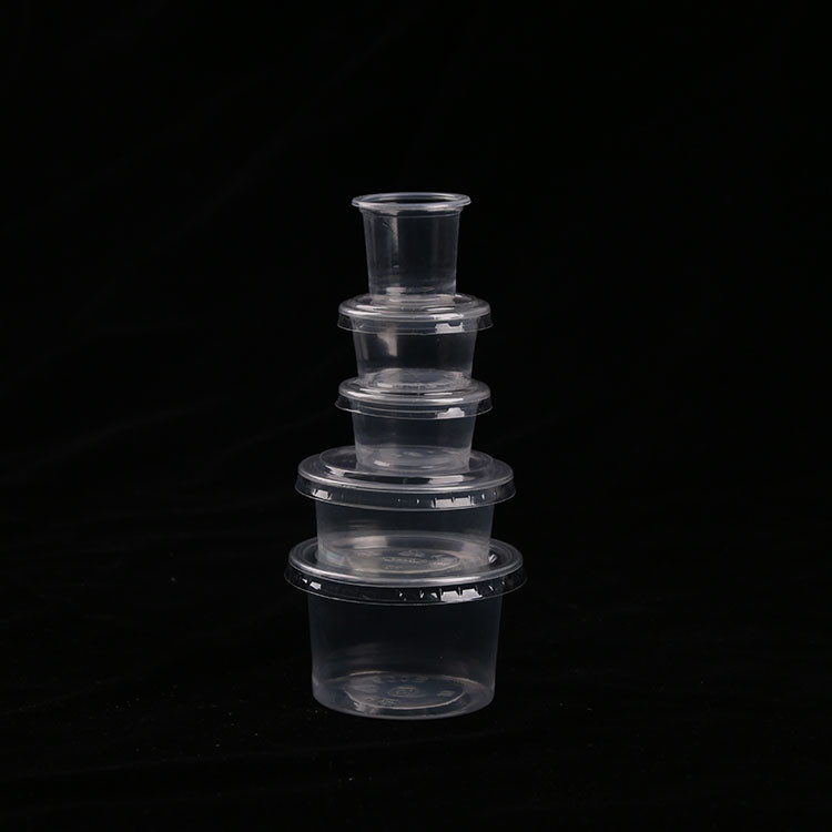 Plastic Clear Sauce Cup OEM ODM Disposable Black Leak Resistant for Chutney Souffle