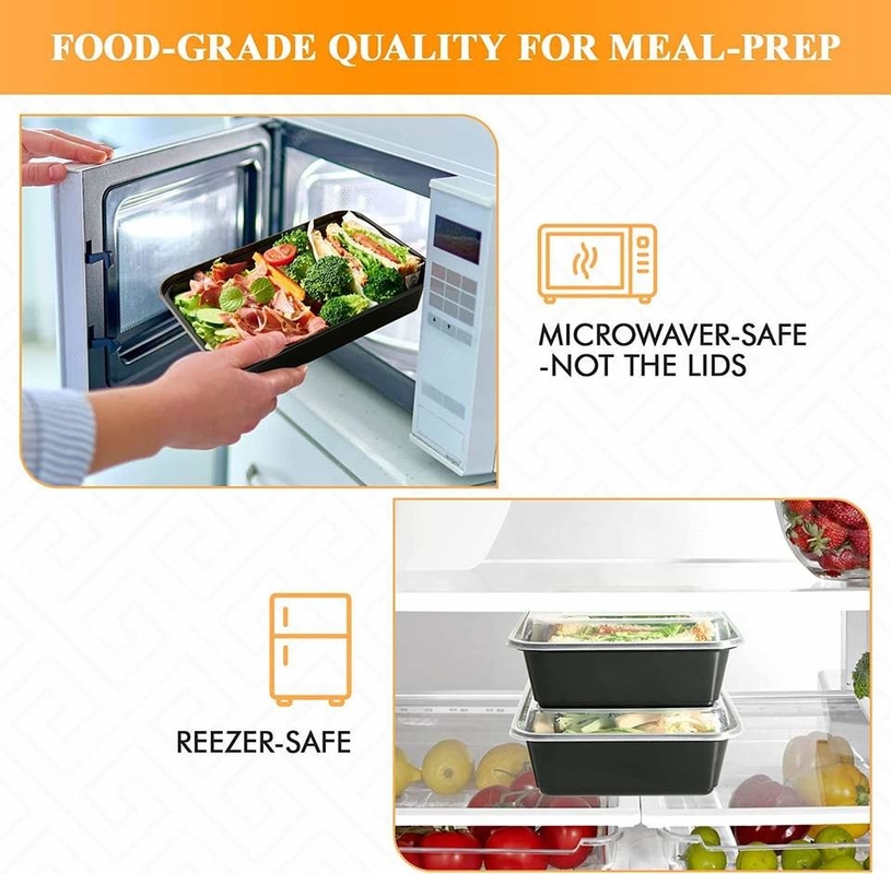 Microwave Take Out Food Box 2 Compartment Disposable Plastic With Lid