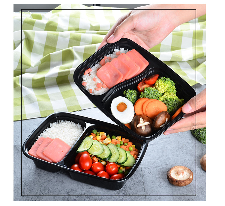 Microwave Take Out Food Box 2 Compartment Disposable Plastic With Lid