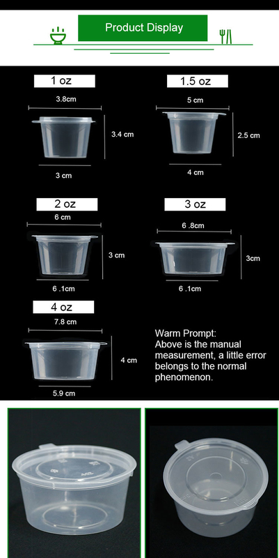 1.5Oz PP Plastic Flavoring Container Takeaway Disposable Conjoined Sauce Cup With Lid