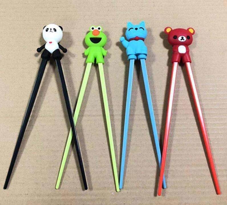 Kids Reusable Silicone Cartoon Learning Training Chopsticks With Holders