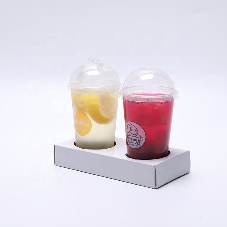 Disposable 2 Cups Pack Kraft Cup Holder Tray For Every Kinds Of Beverage To Takeaway