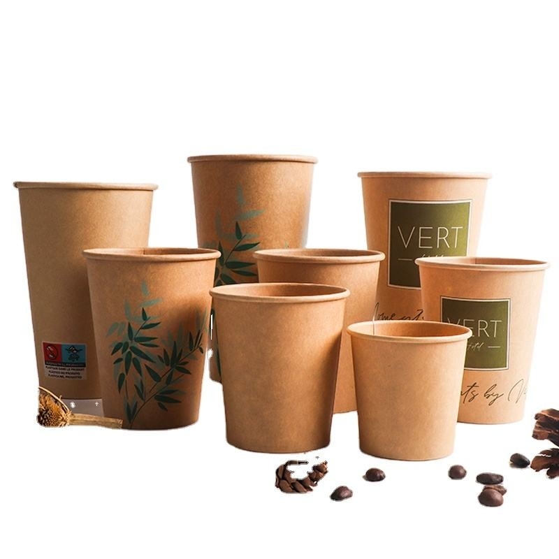 3-22oz Disposable Single Wall Kraft Paper Cup For Coffee &amp; Hot Drinks