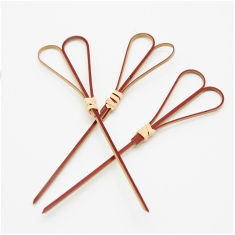 Custom Logo Bamboo Knot Picks Skewers Not Coated Easily Cleaned Heat Resistance