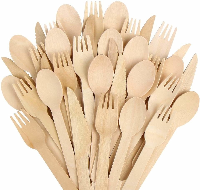 Natural Biodegradable Bulk Birch Wood Spoon / Forks / Knives Disposable