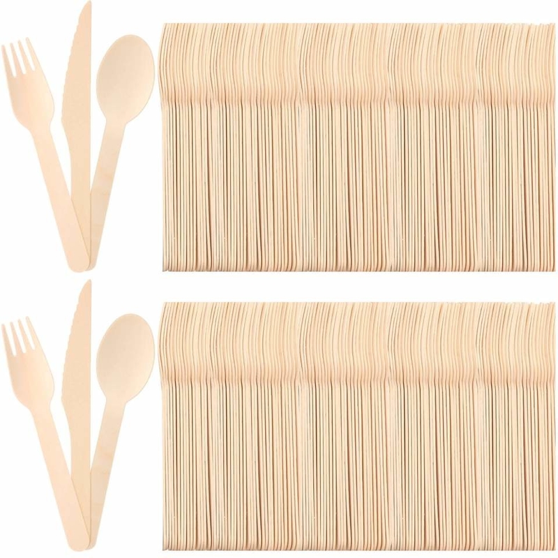 Natural Biodegradable Bulk Birch Wood Spoon / Forks / Knives Disposable