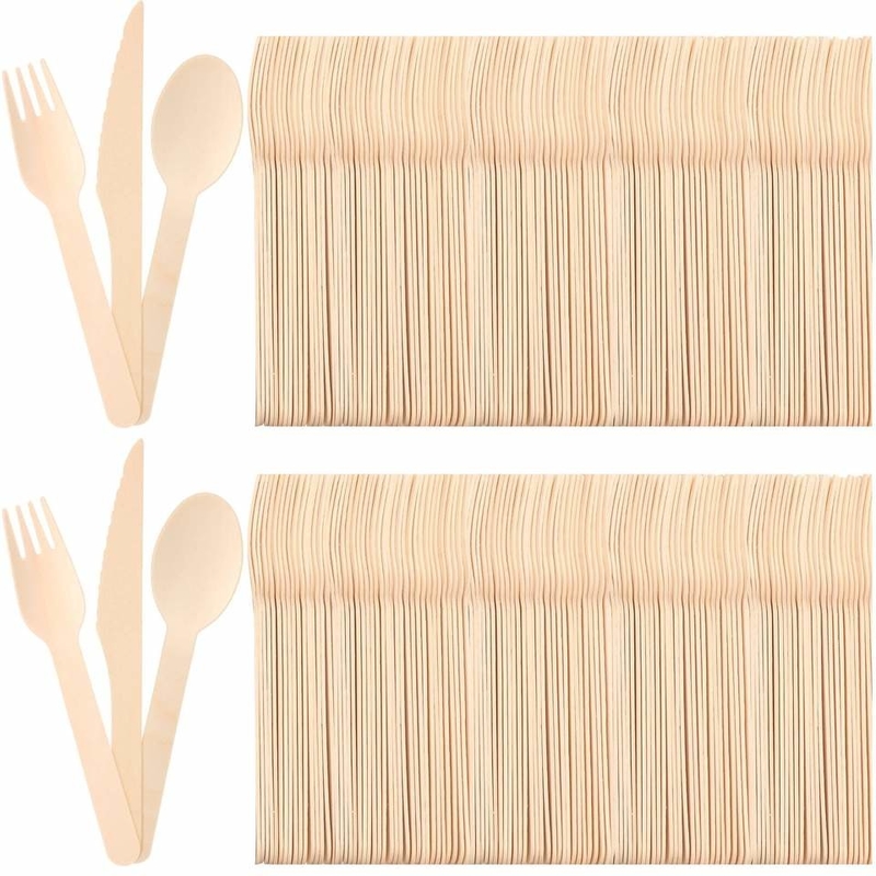 Natural Biodegradable Bulk Birch Wood Spoon / Forks / Knives Disposable