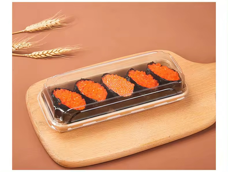 Degradable Sushi Tray Recyclable Paper Sushi Container With Lid Cake Container