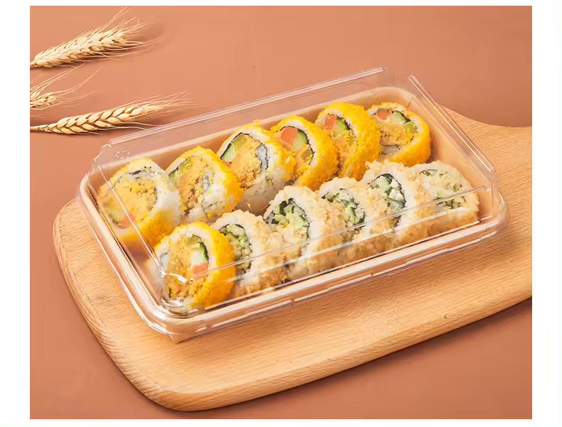 Degradable Sushi Tray Recyclable Paper Sushi Container With Lid Cake Container