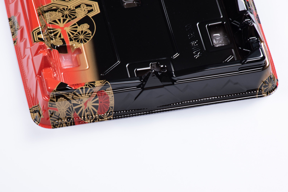 Black Red Disposable Sushi Box With Transparent Lid Take Out Sushi Tray Fruit Cake Dessert Container