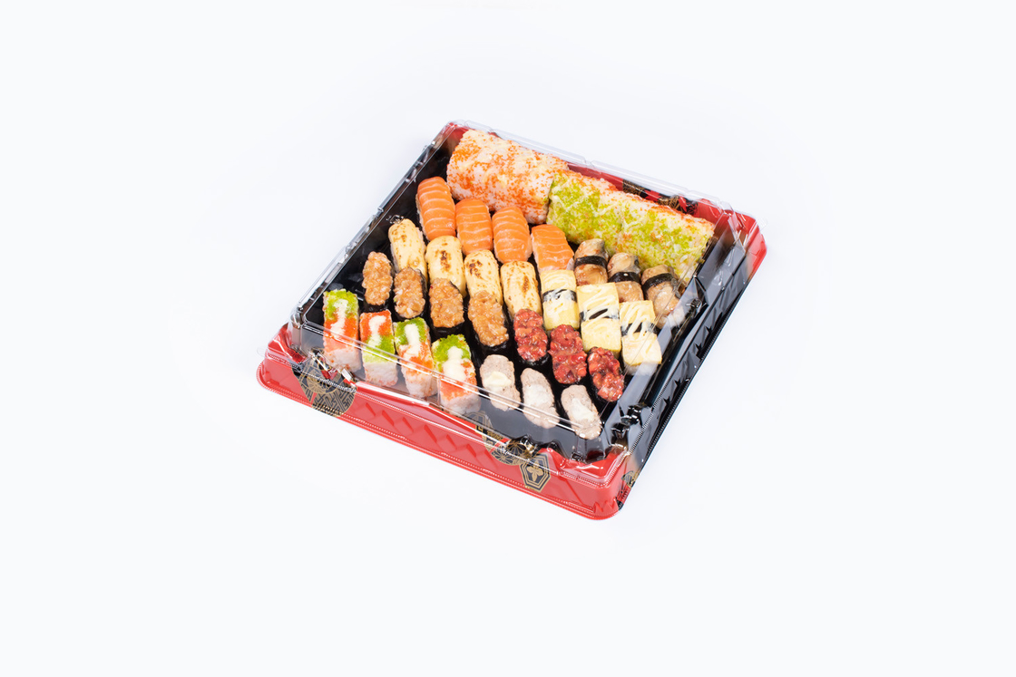 Sushi Transparent Bakery Boxes Buffet Trays Charcuterie Boxes With Clear Lids Disposable Platter Trays