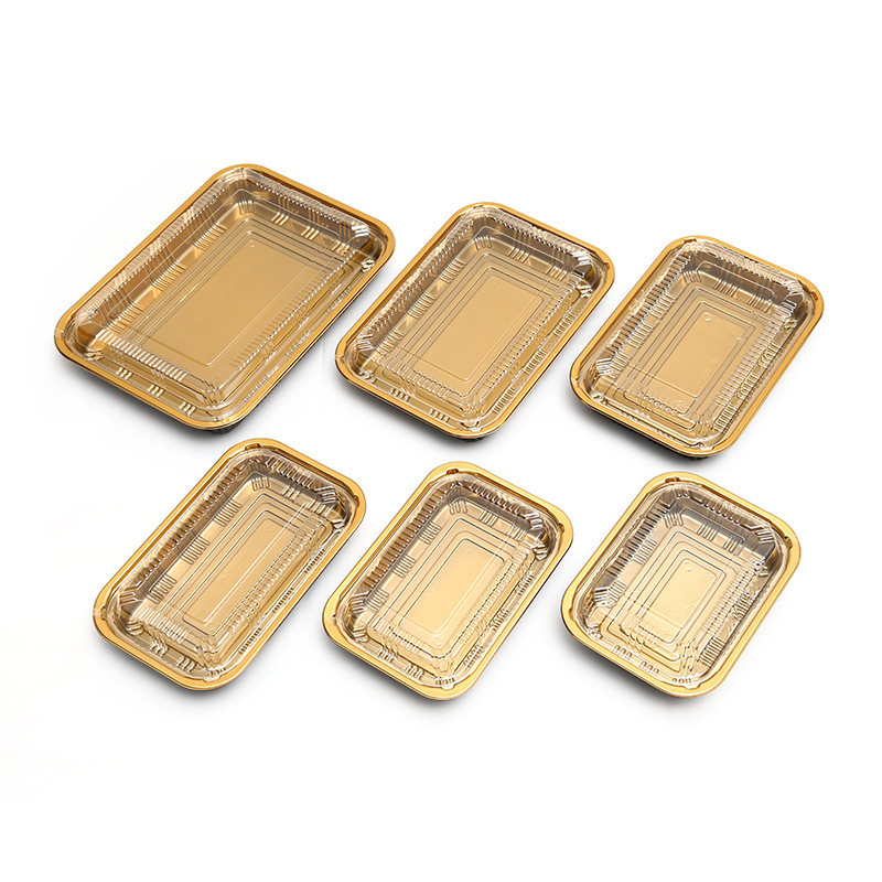 Disposable Japanese sushi box Golden plastic packing box with lid high-end sushi box bento made by manufacturers