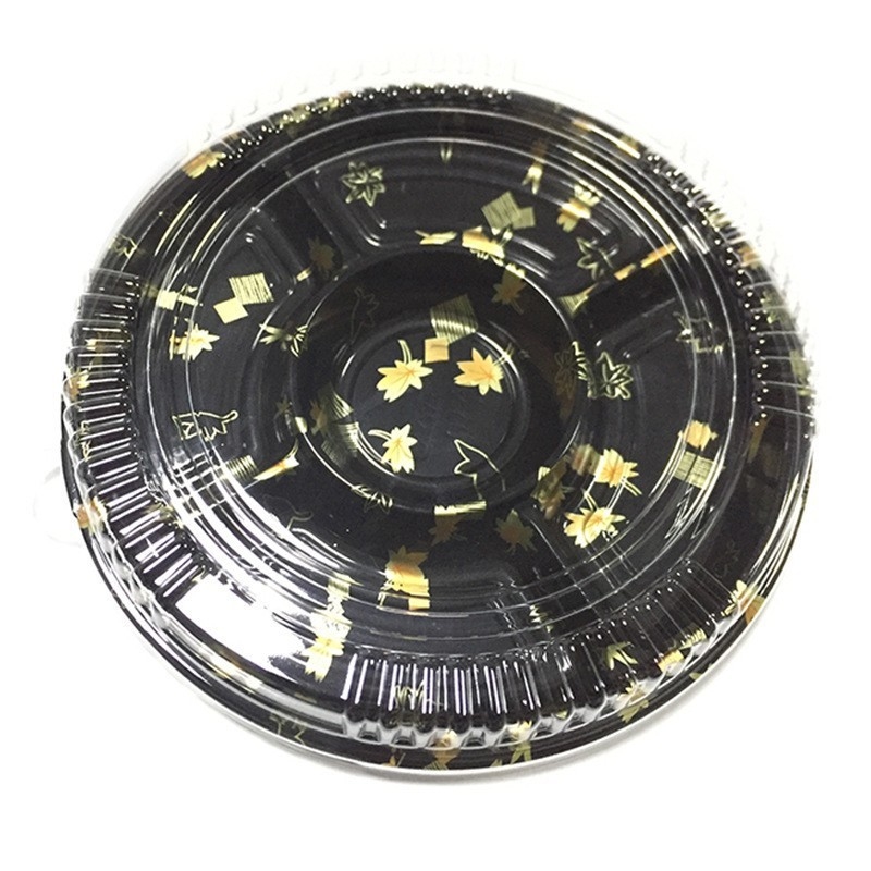 Custom Disposable Sushi Box Round Plastic With Cover Five Grid Salmon Thorn Body Sold Packing Lunch Box
