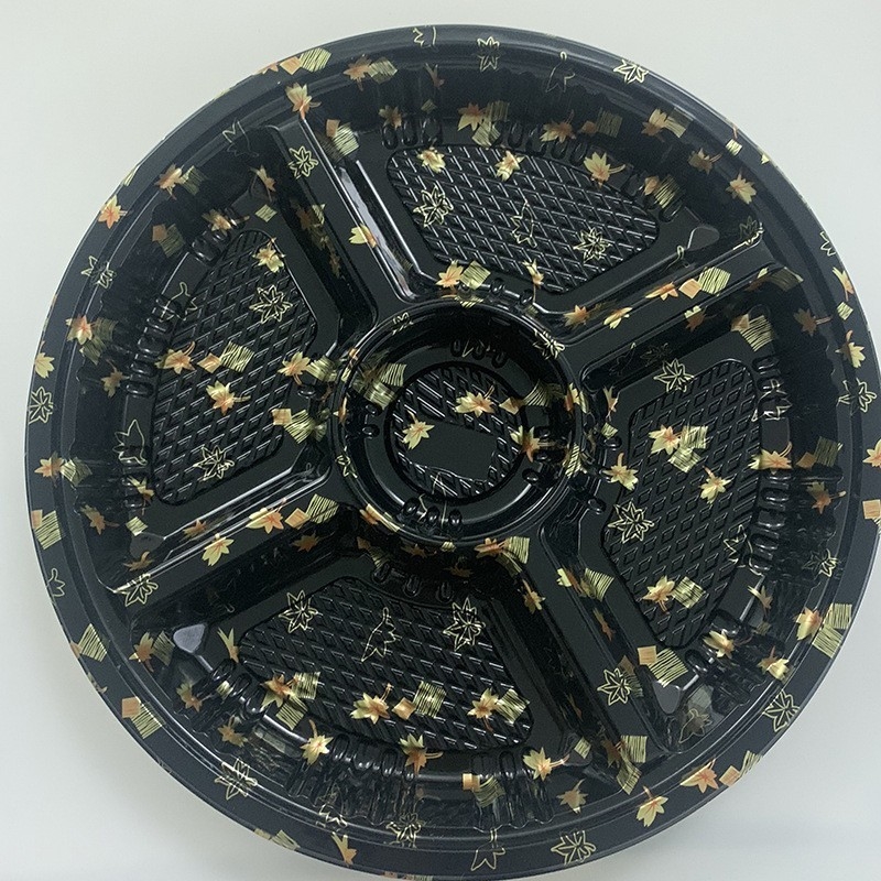 Custom Disposable Sushi Box Round Plastic With Cover Five Grid Salmon Thorn Body Sold Packing Lunch Box