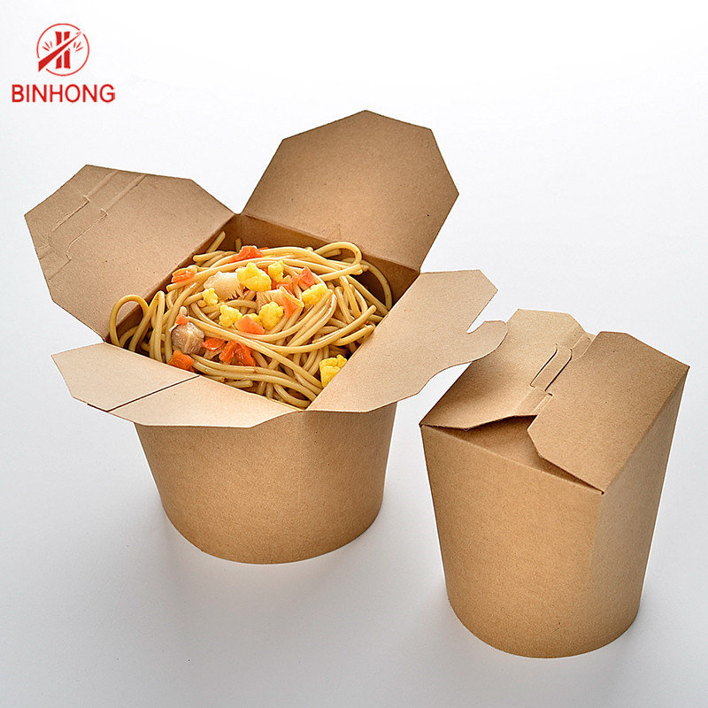 Disposable 1000ml Food Packaging Takeaway Round Bottom Noodle Paper Take Away Box