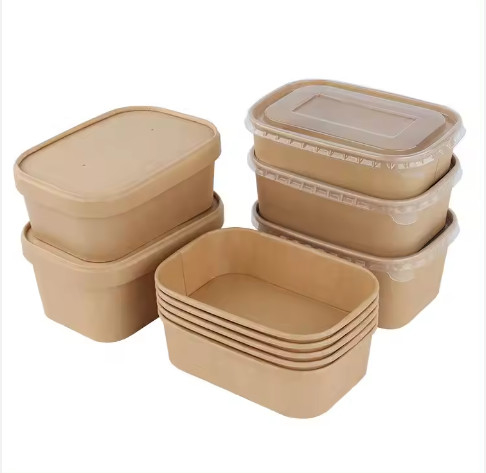 HIgh quality custom disposable eco friendly brown paper food packing container