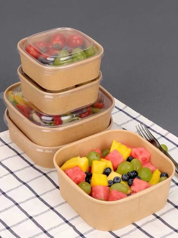 Kraft Disposable Custom Color Bowl Take Away Paper Lunch Box Food Container