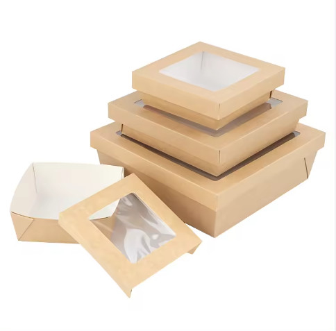 Disposable Eco Friendly Custom Printing Food Packing Small Sushi Cake Bakery Chocolate Packaging Paper Box