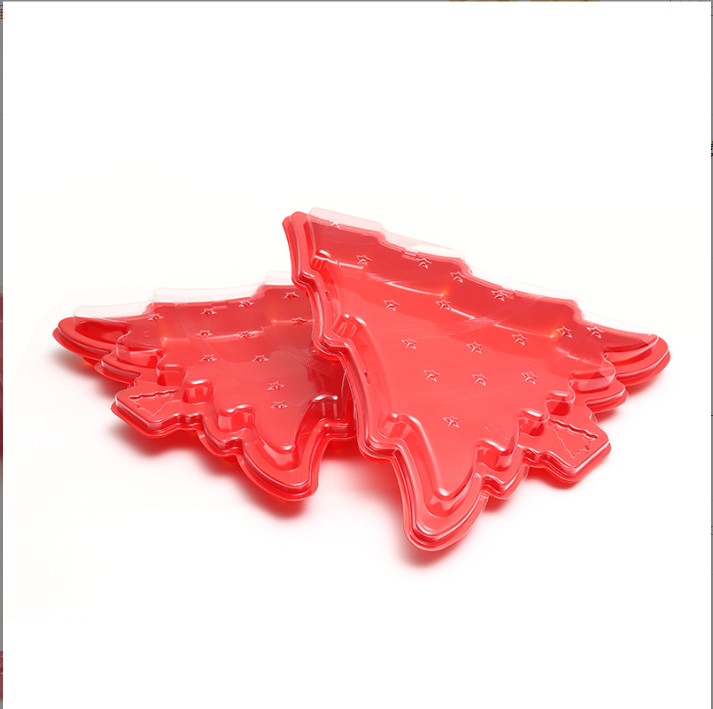 Christmas tree sushi box Baked chocolate cake sushi box Disposable plastic takeout fresh packaging box