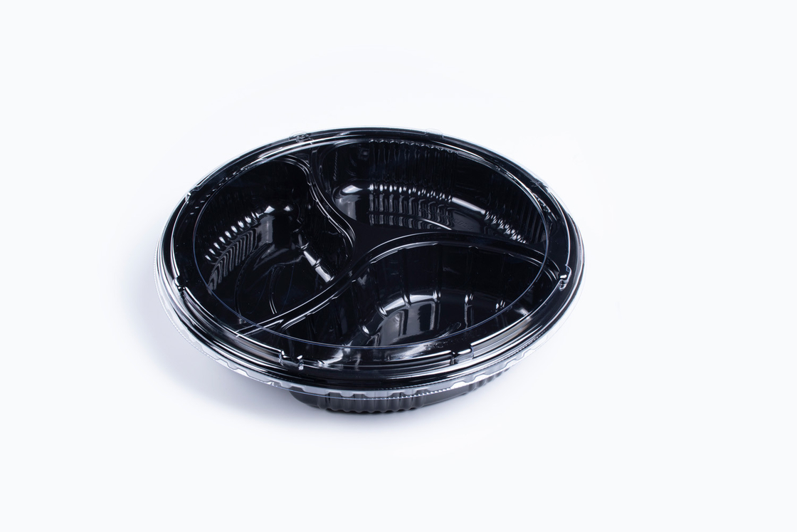 Round Disposable Food Packaging Plastic Sushi Trays with Lid